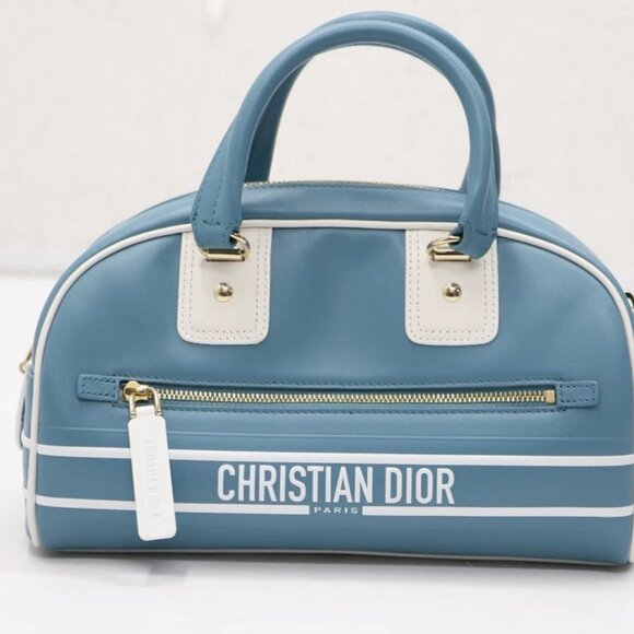 Dior Handbags - Christian Dior Calfskin Small Dior Vibe Bowling Bag - Turquoise